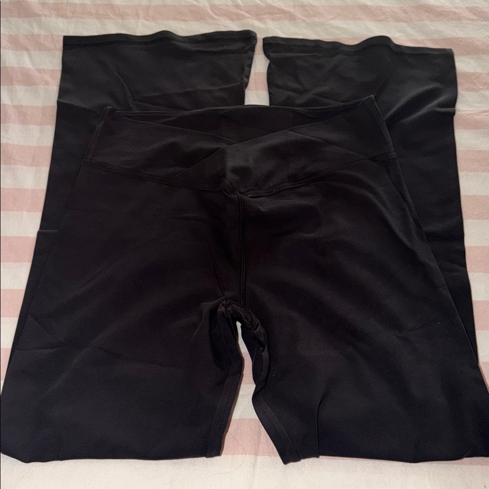 PINK New with tags size XL pure black cotton high waist V crossover flare